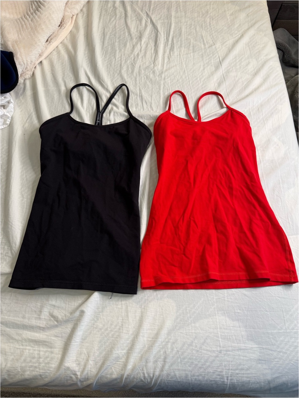 Women’s Scoop Neck Double-Strap Tank Top — Black and Red